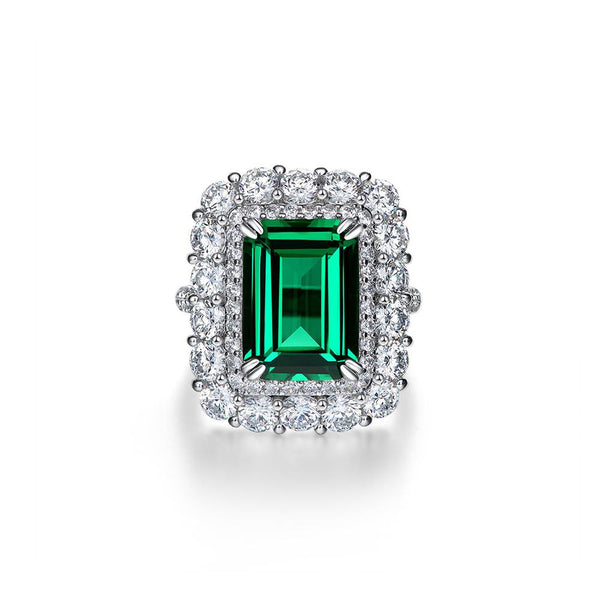 Dinner Party Square Emerald Cut Sterling Silver Ring