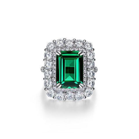 Dinner Party Square Emerald Cut Sterling Silver Ring