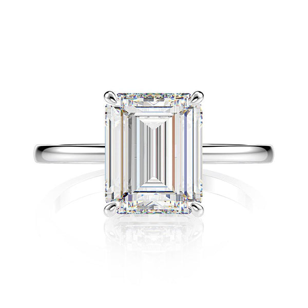 Emerald Cut 925 Sterling Silver White Engagement Ring