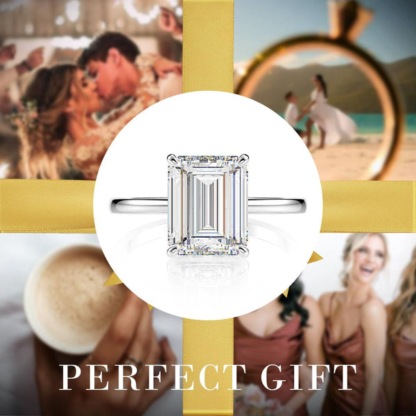 Emerald Cut 925 Sterling Silver White Engagement Ring