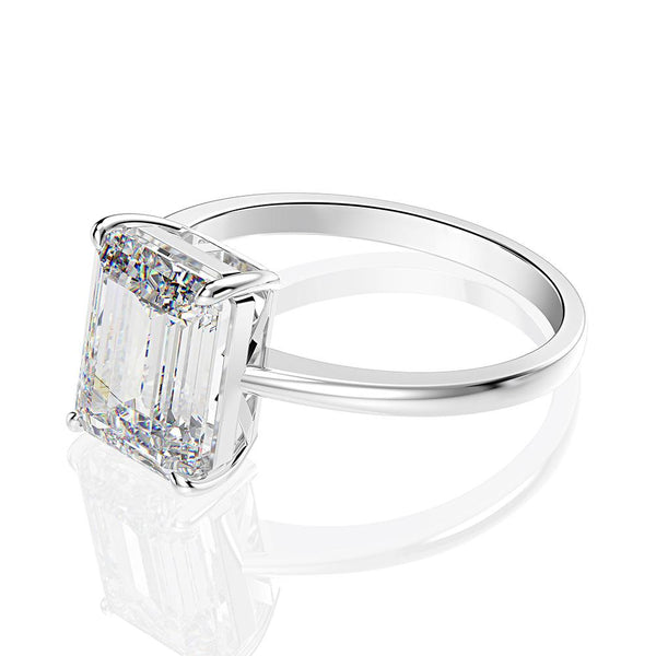 Emerald Cut 925 Sterling Silver White Engagement Ring