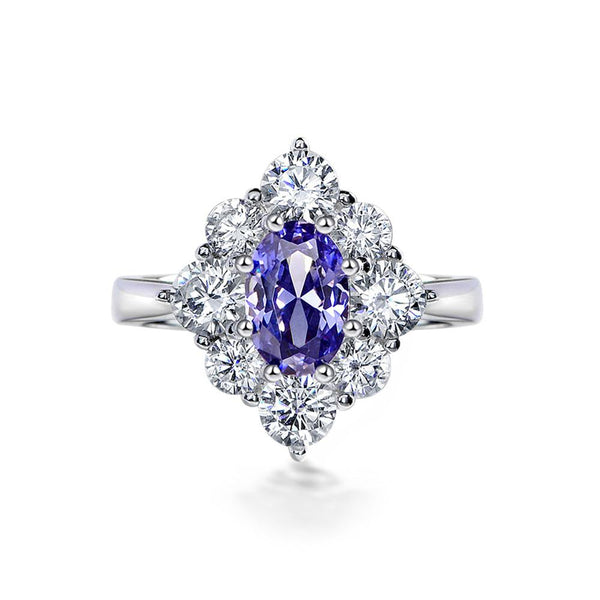 Floral Sapphire Sterling Silver Engagement Ring