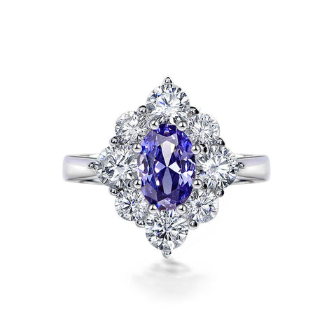 Floral Sapphire Sterling Silver Engagement Ring