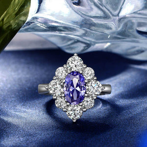 Floral Sapphire Sterling Silver Engagement Ring