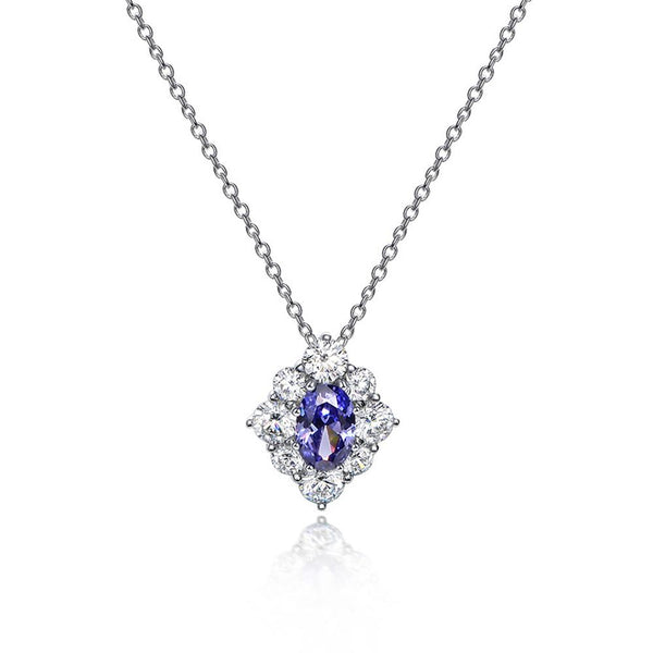 Floral Sapphire Sterling Silver Pendant Necklace