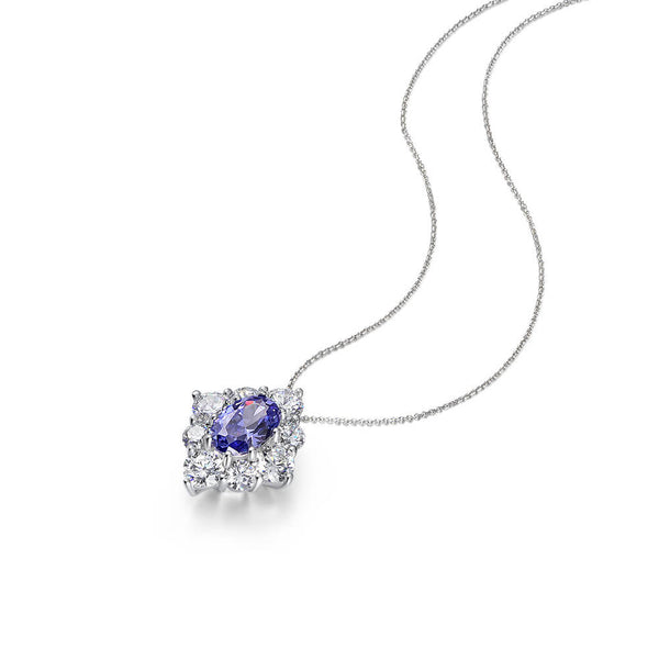 Floral Sapphire Sterling Silver Pendant Necklace