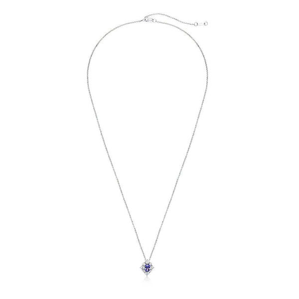 Floral Sapphire Sterling Silver Pendant Necklace