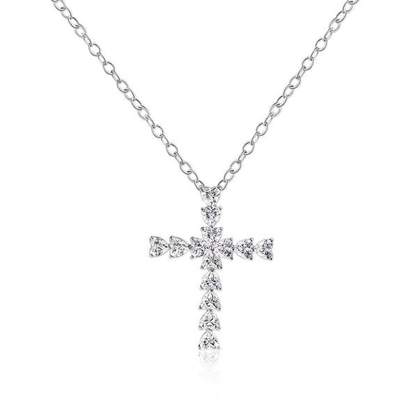 Heart Shaped Cross Pendant 925 Sterling Silver Necklace