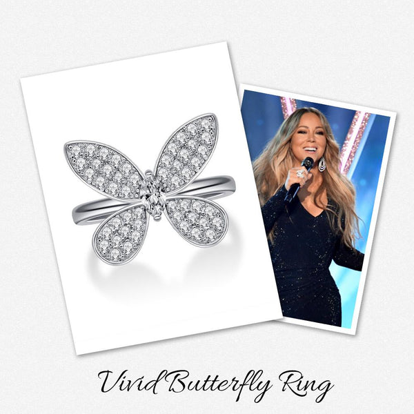 Lucky Butterfly Round Cut Sterling Silver Engagement Ring