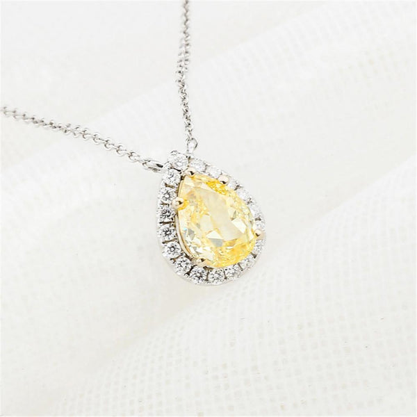 Pear Shaped Sterling Silver Collarbone Chain Yellow Necklace