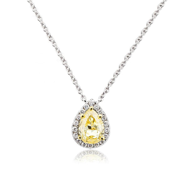 Pear Shaped Sterling Silver Collarbone Chain Yellow Necklace