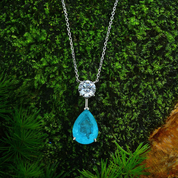 Pear Shaped Sterling Silver Paraiba Necklace