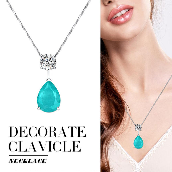 Pear Shaped Sterling Silver Paraiba Necklace