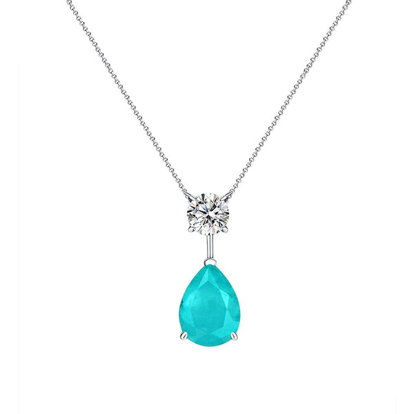 Pear Shaped Sterling Silver Paraiba Necklace