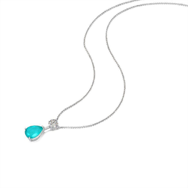 Pear Shaped Sterling Silver Paraiba Necklace