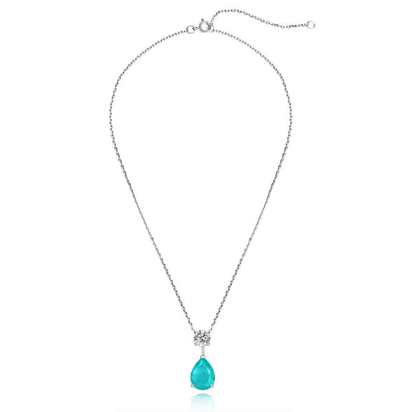 Pear Shaped Sterling Silver Paraiba Necklace