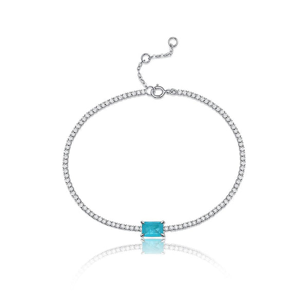 Vintage Emerald Cut Sterling Silver Paraiba Bracelet