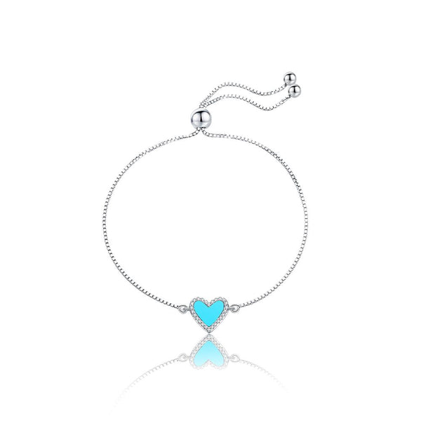 Vintage Love Heart Shape Sterling Silver Blue Bracelet