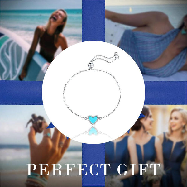 Vintage Love Heart Shape Sterling Silver Blue Bracelet