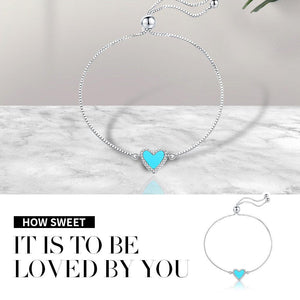 Vintage Love Heart Shape Sterling Silver Blue Bracelet