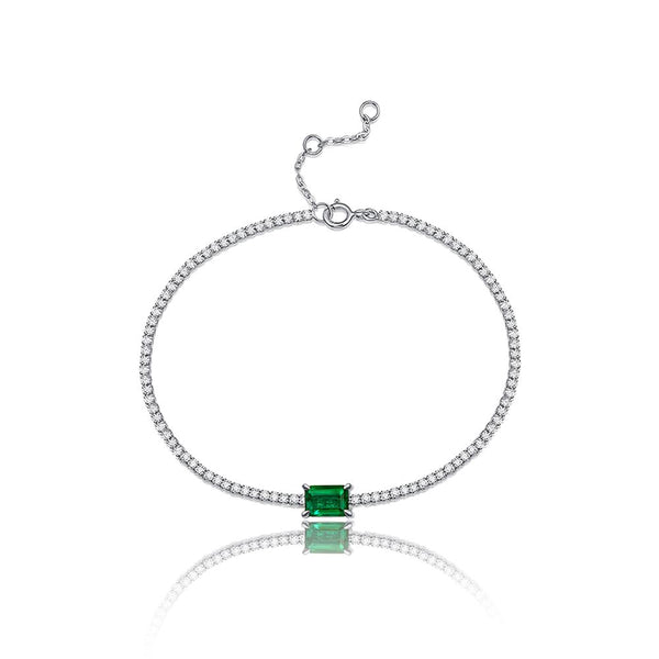 Vintage Sterling Silver Emerald Bracelet