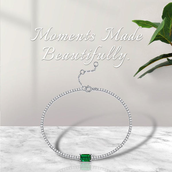 Vintage Sterling Silver Emerald Bracelet