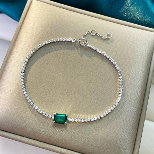 Vintage Sterling Silver Emerald Bracelet