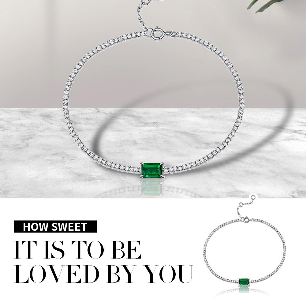 Vintage Sterling Silver Emerald Bracelet