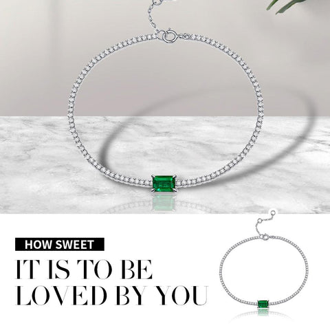 Vintage Sterling Silver Emerald Bracelet