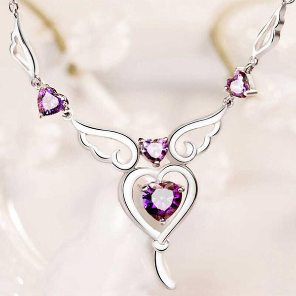 Wings of Love Sterling Silver Cavicle Pendant Necklace