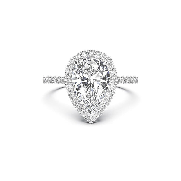 Halo Pear Cut 925 Sterling Silver Engagement Ring Set