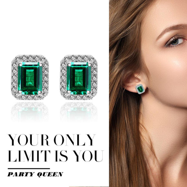 Emerald Cubic Zirconia Sterling Silver Earrings