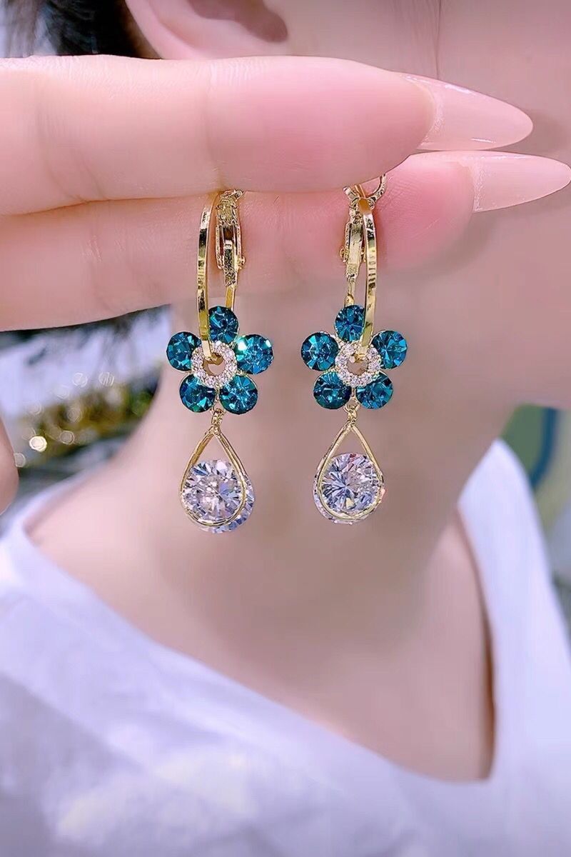 Presentski Flowers Tassels Earrings with Cubic Zironia Water-Drop Earrings for Women Birthday Gift