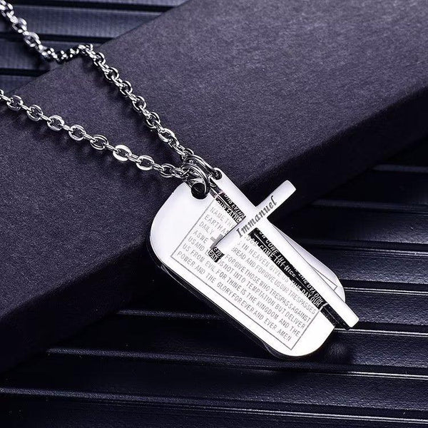 Presentski Personality Titanium Steel Military Brand Cross Necklace Retro Hip Hop Tide Men's Tag Necklace