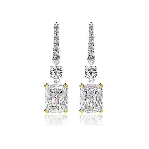 Classic Radiant Cut 925 Sterling Silver White Drop Earring