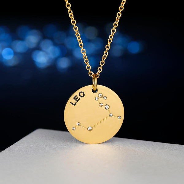 Presentski 12 Constellations Necklace Zodiac Pendant 17+2 inch Chain SSN059