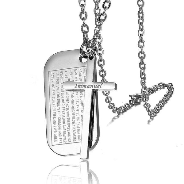 Presentski Personality Titanium Steel Military Brand Cross Necklace Retro Hip Hop Tide Men's Tag Necklace