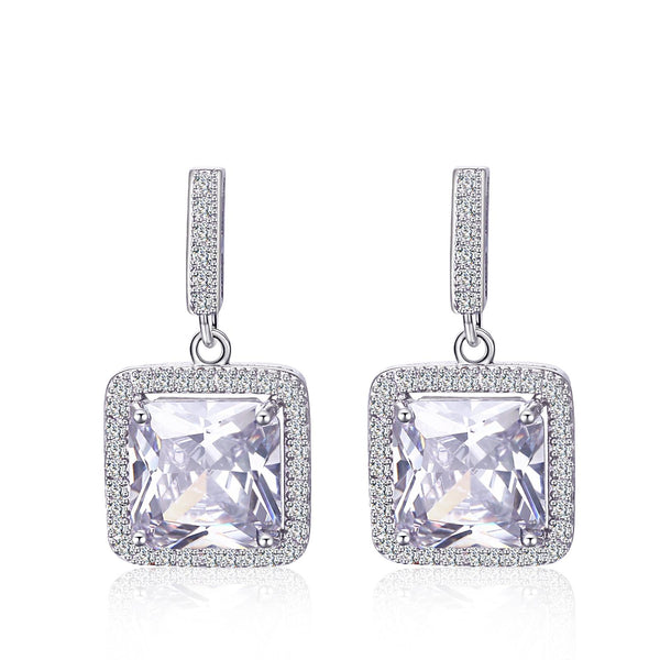 Presentski Square CZ Stone Elegant Dangle Earrings