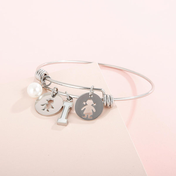 Presentski Letter Adjustable Bangle Bracelet for Sister Best Friends