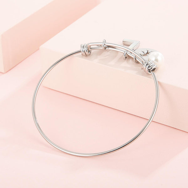 Presentski Letter Adjustable Bangle Bracelet for Sister Best Friends