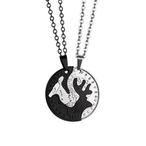 Presentski Titanium Steel Elk Set Necklace Personality A Couple Necklace