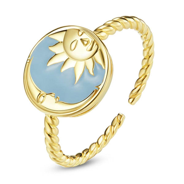 Presentski Sun Moon Open Adjustable Ring for Women Girls