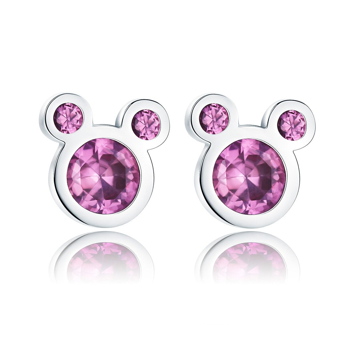 Presentski 925 Sterling Silver Cute Mouse Stud Earrings with Cubic Zirconias for Teen Girls