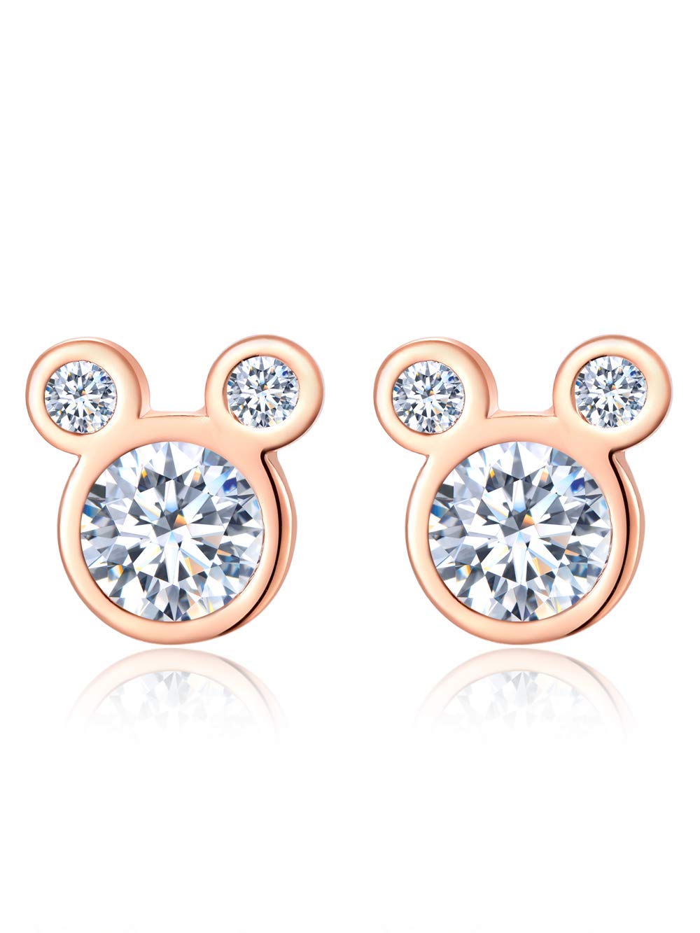 Presentski Cute Sparkling Cartoon Mouse Head Earrings S925 for Women Girls