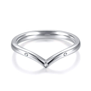 Presentski Woman Thumb Stack Rings - V Thumb Ring 925 Sterling Silver Chevron Wedding Band Ring, Princess Wishbone Ring Wedding Engagement Jewelry Gift for Woman Girls, Faith Hope Love Silver Rigb