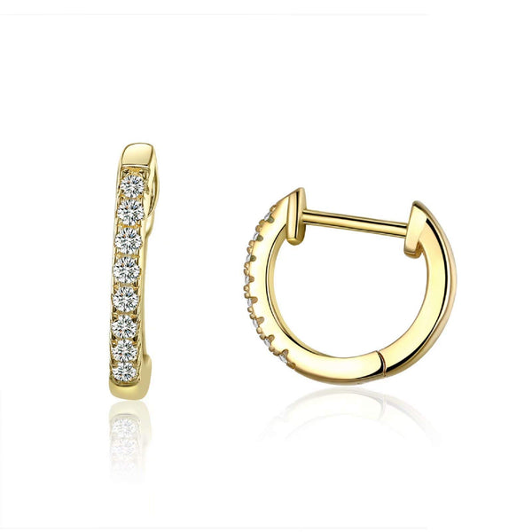 Presentski Gold Plated Zircon Tiny Huggie Hoop Earrings 925 Sterling Silver Fashion Trend Earrings as Gift for Girlfriends