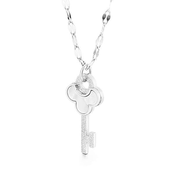 Presentski Key Pendant Necklace Mother of Pearl Trendy 16”Adjustable for Women and Girls