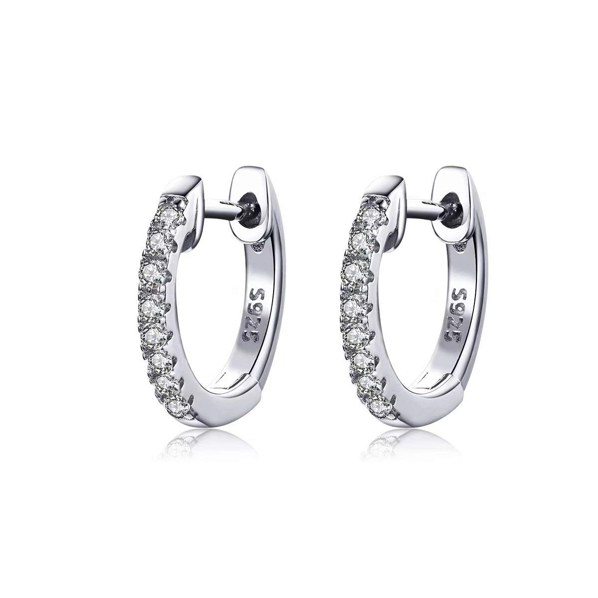 Presentski Gold Plated Zircon Tiny Huggie Hoop Earrings 925 Sterling Silver Fashion Trend Earrings as Gift for Girlfriends