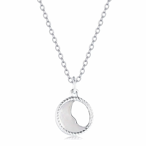 Presentski Tiny Mother Love Child Necklace 925 Sterling Silver Moonlight Mother of Pearl Pendant Adjustable 18” for Mother Grandmother Daughter