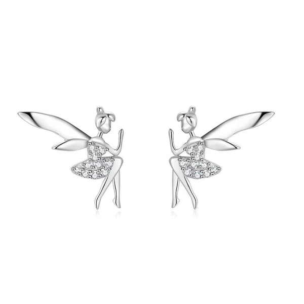 Presentski Fairy Stud Earrings 925 Silver Fashion Personality Trendy Ear Studs Gifts for Girls and Women